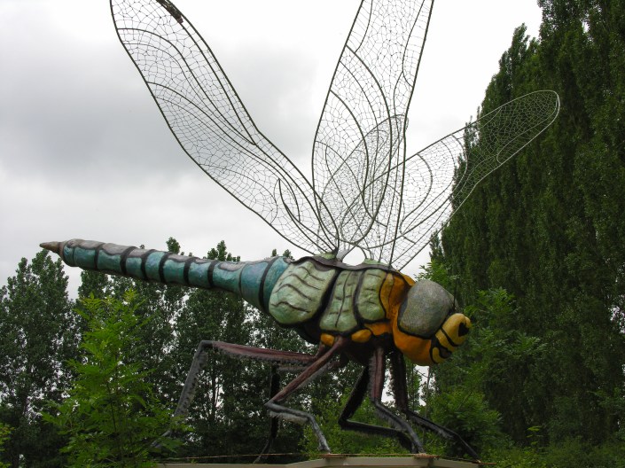 L'énorme libellule, œuvre collective d'une quarantaine de personnes, de tout âge et tout milieu, qui accueillait les visiteurs.